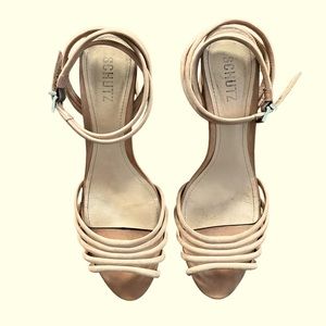 SCHUTZ Puffed Strap Block Heel Ankle Strap Sandal Size Women’s 11B